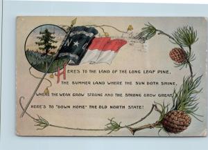 Postcard NC North Carolina Poem State Flag 1914 O04