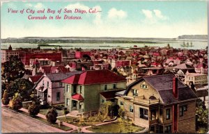 Postcard View of City and Bay of San Diego, California Coronado in the Distance