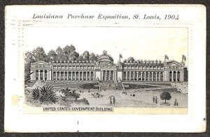 ST. LOUIS WORLD'S FAIR EXPO GOVERNMENT BUILDING SILK NOVELTY POSTCARD TO NY 1904