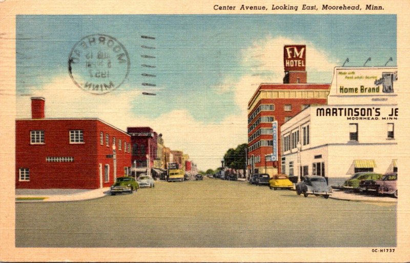 Minnesota Moorehead Center Avenue Looking East  1957 Curteich