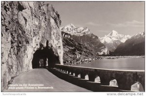 Switzerland Galerie an der Axenstrasse Blick Gegen Fluelen und Bristenstock P...