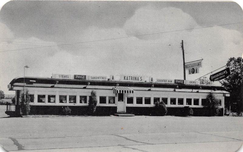 C38/ Carrollton Kentucky Ky Postcard c1950 Katrin'a Diner Hwy42 L&N Railroad Car