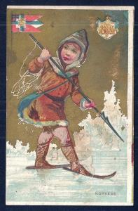 VICTORIAN TRADE CARDS 3 different Boys & Flags