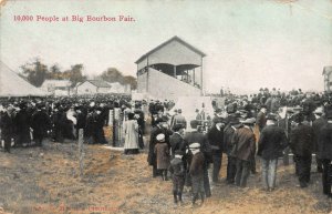 10,000 People at Big Bourbon Fair, Bourbon, Indiana, Early Postcard, Used