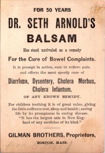 Dr Seth Arnolds Balsam quack medicine 1870s puzzle card kitten cat Gilman Boston