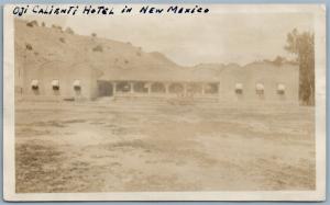 NEW MEXICO OJI CALIENTI HOTEL ANTIQUE REAL PHOTO POSTCARD RPPC