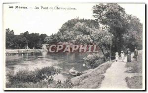 Old Postcard The Bridge Marne Chennevieres