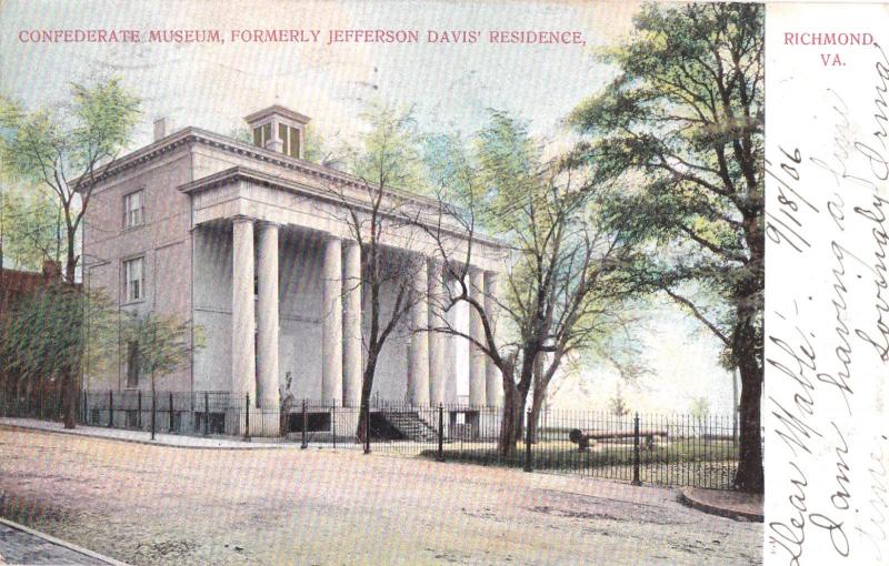 1909 Richmond VA Confederate Museum Jefferson Davis Home Civil War UDB Postcard