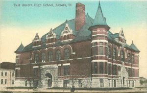 C-1910 East Aurora High School Illinois hand colored Postcard Schickler 11990