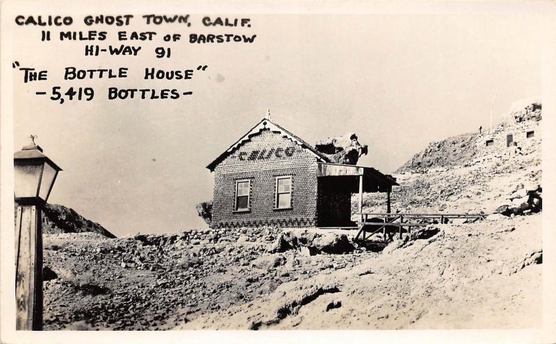 D98/ Calico Ghost Town California Ca Postcard Real Photo RPPC 1956 Bottle House