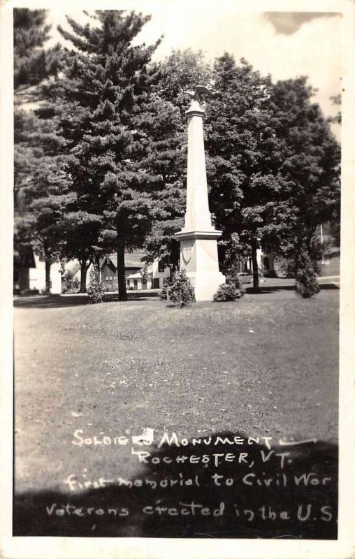 Rochester Vermont Soliders Monument Real Photo Antique Postcard K86360