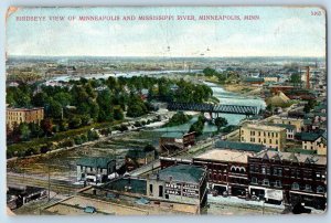 Minneapolis Minnesota MN Postcard Birdseye View Mississippi River c1910 Vintage