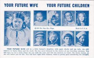 Humour Vintage Arcade Card Your Future Wife Will Be A Little Farmer's Da...