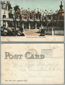 BROOKLYN N.Y. CONEY ISLAND LUNA PARK ARCADE 1907 UNDIVIDED ANTIQUE POSTCARD