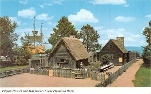 Pilgrim Houses & Mayflower II in Plymouth, Massachusetts near Plymouth Rock.