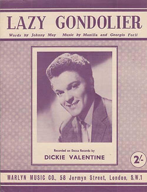 Lazy Gondolier Dickie Valentine 1950s Sheet Music