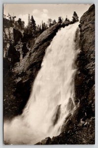 Bridal Veil Waterfalls At Storlien Real Photo Ostersund Sweden Postcard Y28