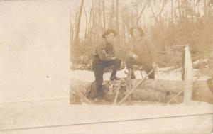 Logging Lumberjacks Scenic Real Photo Antique Postcard K45280