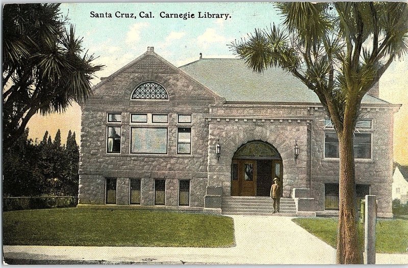 C.1910 Carnegie Library, Santa Cruz, Cal. Vintage Postcard P9