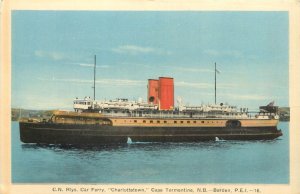 1930s Postcard; Car Ferry Charlottetown Cape Tormentine NB - Border PEI Canada