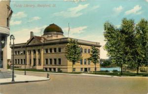 Vintage Postcard Public Library Rockford IL Winnebago County posted 1910