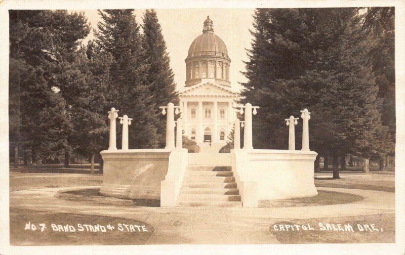 Real Photo Postcard Band Stand and State Capitol in Salem, Oregon~130601