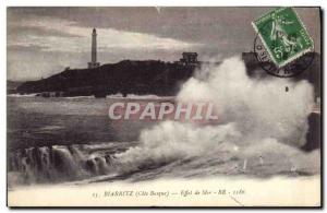 Postcard Old Lighthouse Biarritz Sea Effect