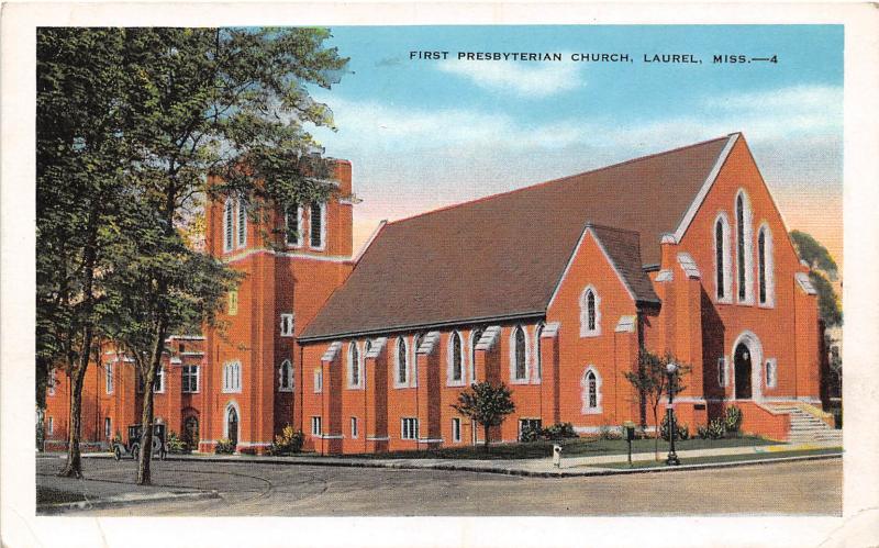 First Presbyterian Church Laurel Mississippi 1930s postcard