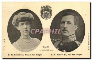Old Postcard Paris 12 15 July 1910 HM Queen Elizabeth Belgian SM ALbert first...