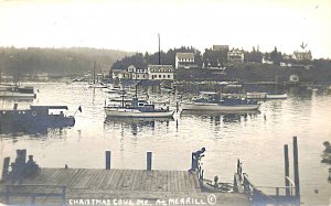 Christmas Cove ME Busy Harbor View In 1922, Real Photo Postcard