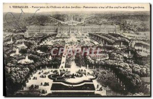 Old Postcard Panorama Versailles Chateau and Gardens