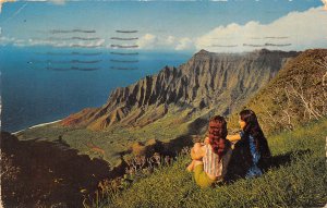 Kauai Hawaii 1970 Postcard Kalalau Valley Pretty Girls