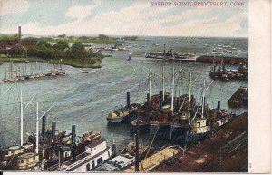 Bridgeport CT, View of Harbor, Steam Ship, Pre 1907, Fishing Boats, Connecticut