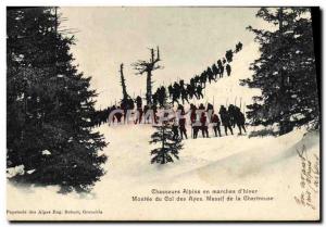 Postcard Old Sport d & # 39hiver Ski Alpine Corps in steps d & # 39hiver Mont...