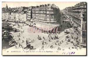 Old Postcard Marseille Quai du Port and Rue de la Republique