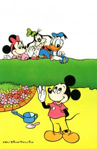 Walt Disney Productions Mickey Minnie Pluto & Donald In Garden