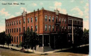 BILLINGS, MT Montana     GRAND HOTEL  Street Scene View   1910     Postcard