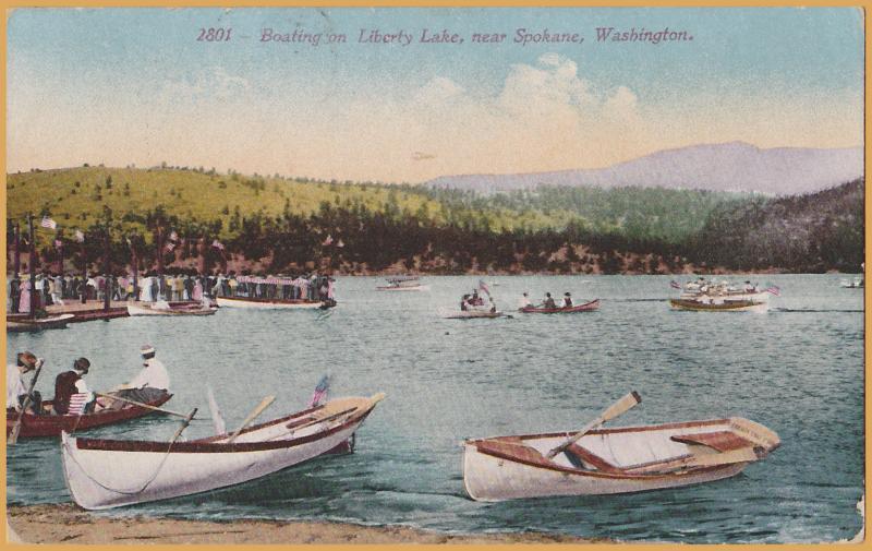 Spokane, Wash., Boating on Liberty Lake-Row boats, excursion boats - 1911