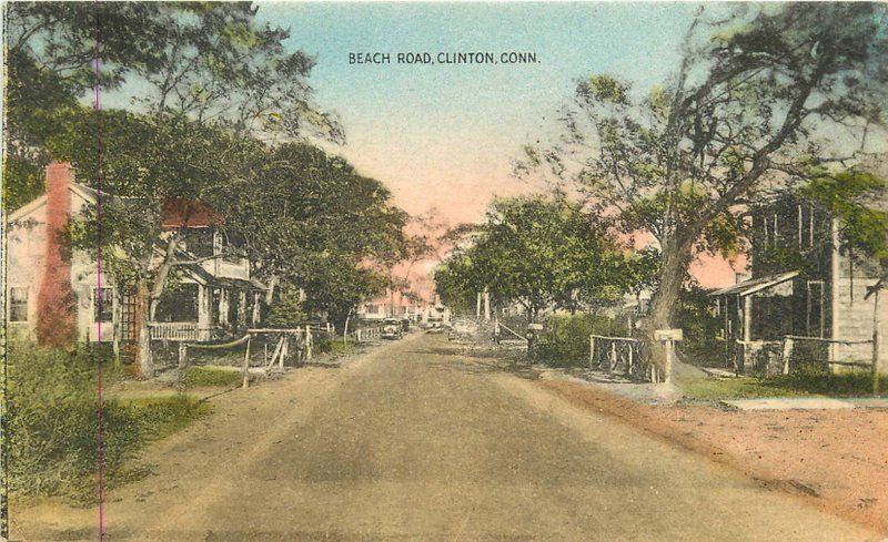 1944 Beach Road Clinton Connecticut Collotype hand Colored postcard 12574