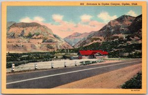 Ogden Utah UT, Entrance To Ogden Canyon, Driveway, Highway, Vintage Postcard