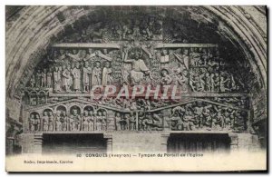 Postcard From Old Conques Tympanum From I & # 39Eglise Portal