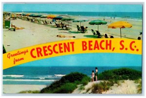 1963 Greetings From Crescent Beach South Carolina SC, Banner Dual View Postcard