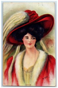 1910 Pretty Woman Marion Big Hat Reynolds Berlin New Hampshire NH Postcard