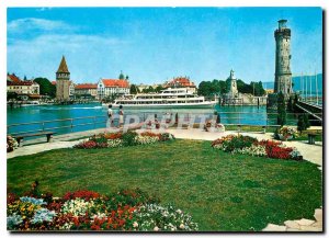 Old Postcard Ferieninsel Lindau Bodensee Im Hafen m MS Munchen