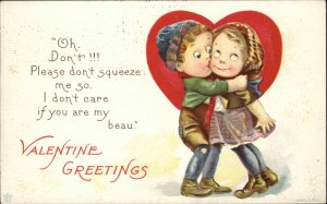 VALENTINE Little Boy Kisses Girl Don't! c1910 Postcard