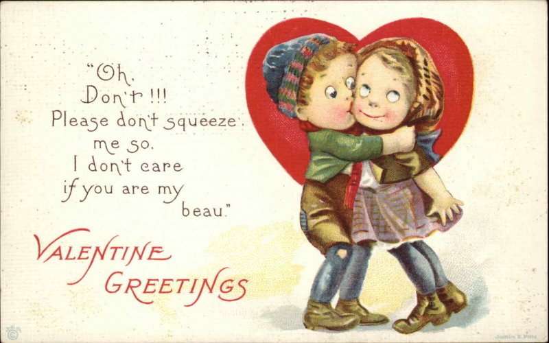 VALENTINE Little Boy Kisses Girl Don't! c1910 Postcard