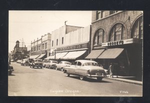 RPPC EUGENE OREGON DOWNTOWN STREET SCENE 1950s CARS REAL PHOTO POSTCARD