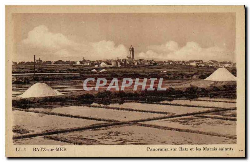 Old Postcard Folklore Saltmarsh Batz sur Mer Batz Panorama and salt marshes