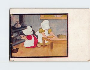 Postcard Baking Day with Children Baking Comic Art Print