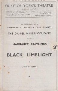 Black Limelight Duke Of Yorks Drama Margaret Rawlings London Theatre Programme